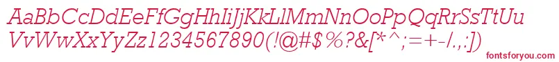 RockwellMtLightItalic-fontti – punaiset fontit valkoisella taustalla
