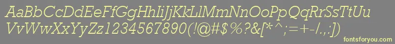 RockwellMtLightItalic-Schriftart – Gelbe Schriften auf grauem Hintergrund