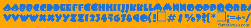 BeeskneescttRegular-Schriftart – Blaue Schriften auf orangefarbenem Hintergrund