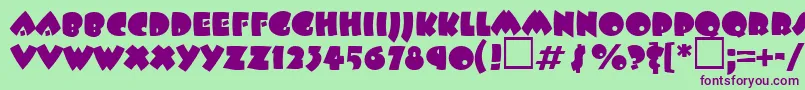 BeeskneescttRegular-Schriftart – Violette Schriften auf grünem Hintergrund