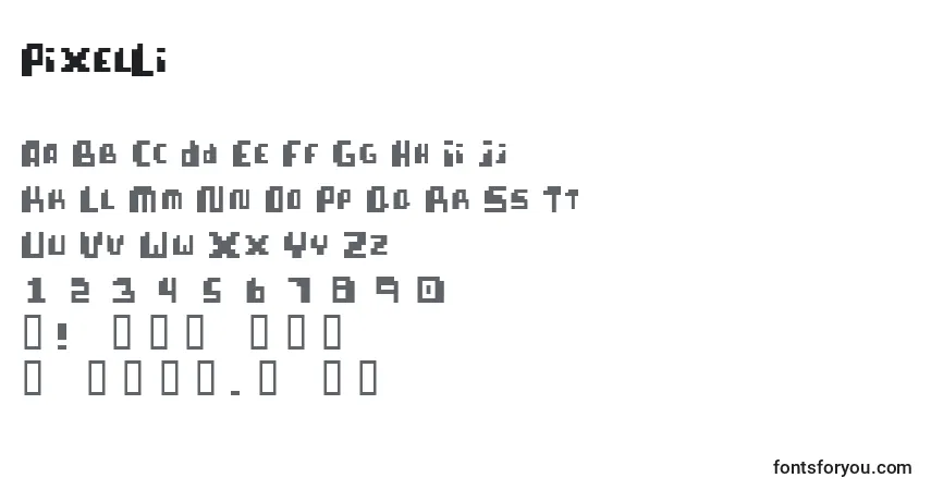 Шрифт PixelLi – алфавит, цифры, специальные символы
