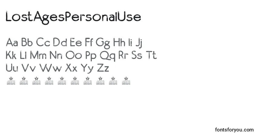 Шрифт LostAgesPersonalUse – алфавит, цифры, специальные символы
