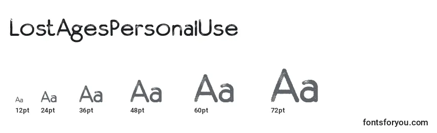 LostAgesPersonalUse Font Sizes