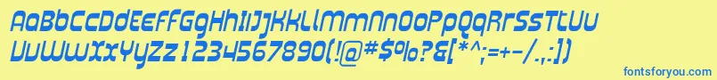 PlasmaticaItalic Font – Blue Fonts on Yellow Background