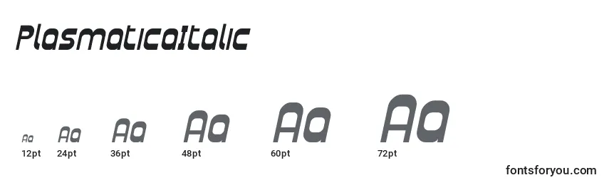 Größen der Schriftart PlasmaticaItalic