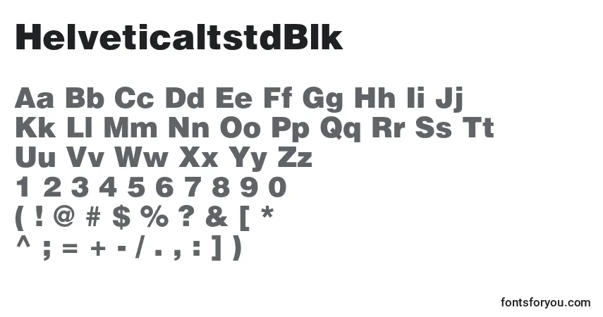A fonte HelveticaltstdBlk – alfabeto, números, caracteres especiais