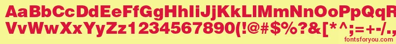 HelveticaltstdBlk-Schriftart – Rote Schriften auf gelbem Hintergrund