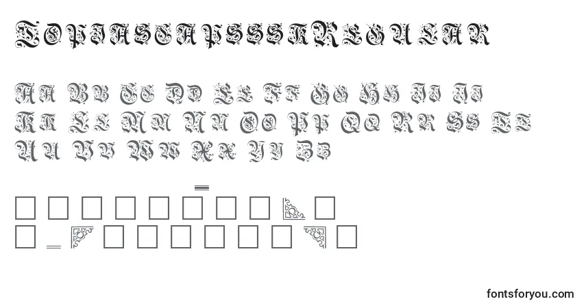 Czcionka TopiascapssskRegular – alfabet, cyfry, specjalne znaki