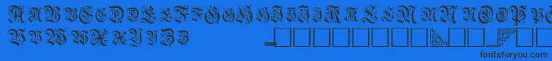 Шрифт TopiascapssskRegular – чёрные шрифты на синем фоне