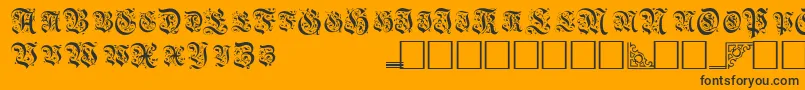 TopiascapssskRegular-fontti – mustat fontit oranssilla taustalla