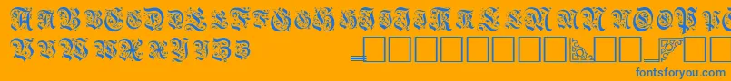フォントTopiascapssskRegular – オレンジの背景に青い文字