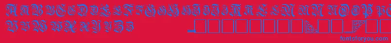 TopiascapssskRegular-Schriftart – Blaue Schriften auf rotem Hintergrund