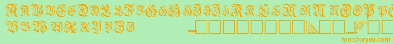 TopiascapssskRegular-Schriftart – Orangefarbene Schriften auf grünem Hintergrund