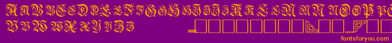 TopiascapssskRegular-fontti – oranssit fontit violetilla taustalla