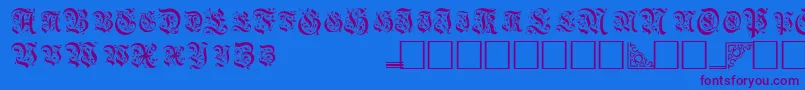 フォントTopiascapssskRegular – 紫色のフォント、青い背景