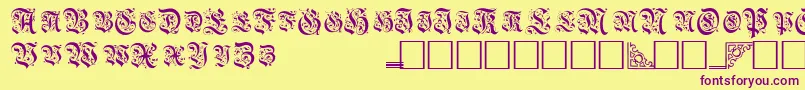 TopiascapssskRegular-fontti – violetit fontit keltaisella taustalla