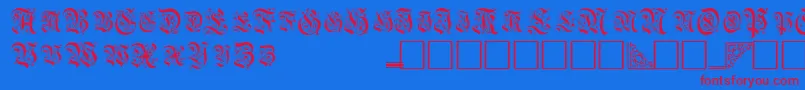 フォントTopiascapssskRegular – 赤い文字の青い背景