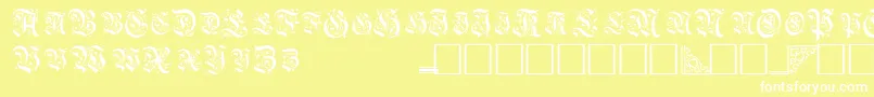 TopiascapssskRegular-Schriftart – Weiße Schriften auf gelbem Hintergrund