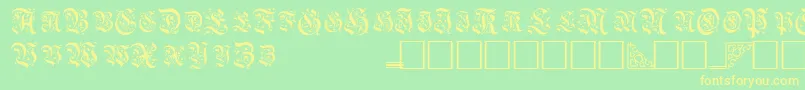 TopiascapssskRegular-fontti – keltaiset fontit vihreällä taustalla