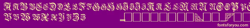 TopiascapssskRegular-fontti – keltaiset fontit violetilla taustalla