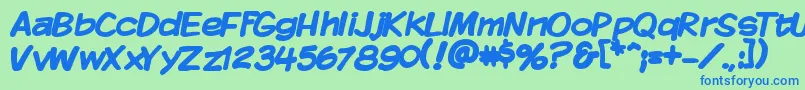 フォントKomikaDisplayBold – 青い文字は緑の背景です。