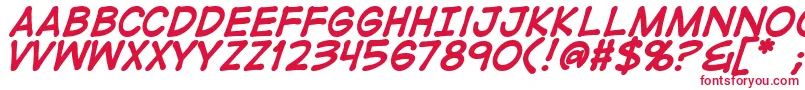 DigistripB-fontti – punaiset fontit valkoisella taustalla