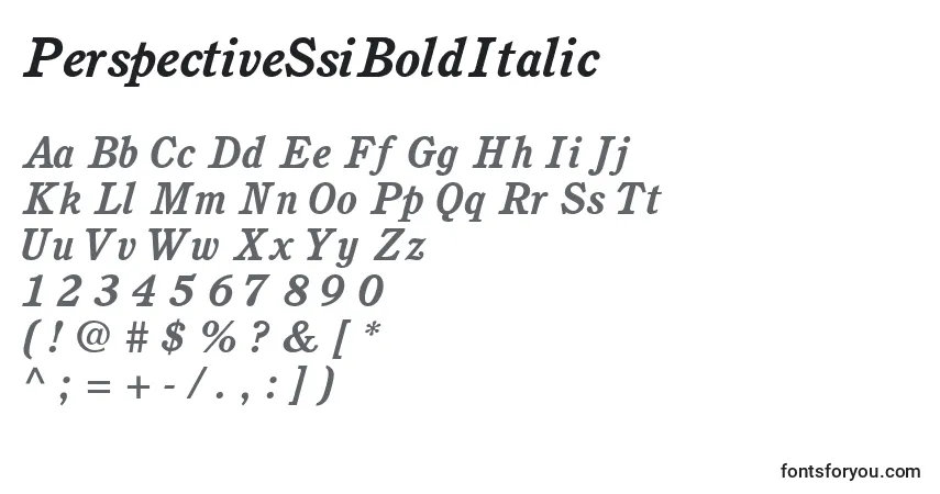 Czcionka PerspectiveSsiBoldItalic – alfabet, cyfry, specjalne znaki