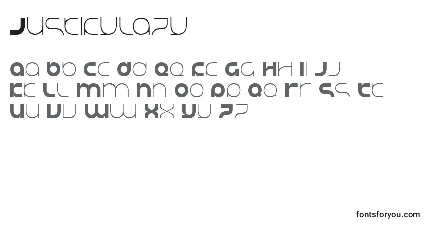 Czcionka Justifylazy – alfabet, cyfry, specjalne znaki