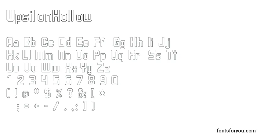 Czcionka UpsilonHollow – alfabet, cyfry, specjalne znaki