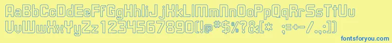 フォントUpsilonHollow – 青い文字が黄色の背景にあります。