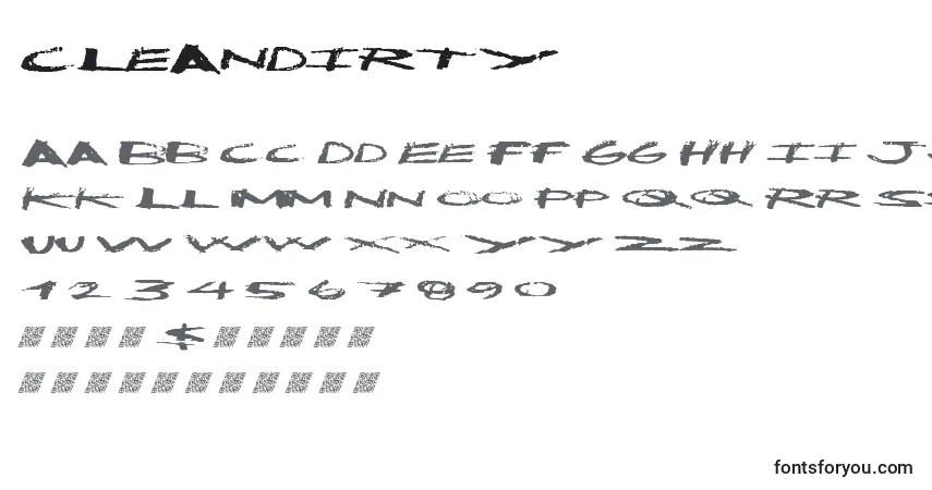 Fuente Cleandirty - alfabeto, números, caracteres especiales