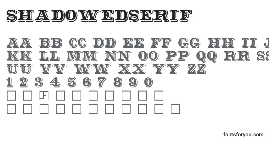 A fonte ShadowedSerif – alfabeto, números, caracteres especiais