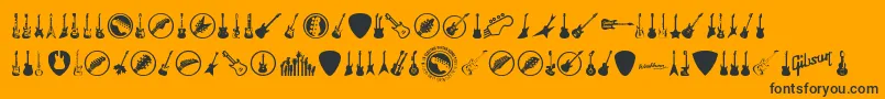 Fonte ElectricGuitarIcons – fontes pretas em um fundo laranja