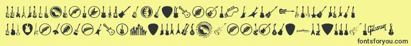 ElectricGuitarIcons Font – Black Fonts on Yellow Background