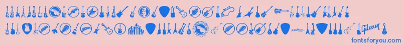 Police ElectricGuitarIcons – polices bleues sur fond rose