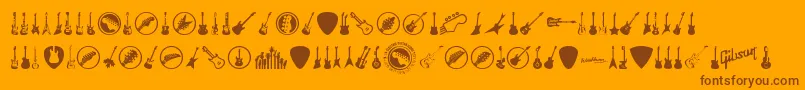 ElectricGuitarIcons-fontti – ruskeat fontit oranssilla taustalla