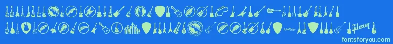 ElectricGuitarIcons Font – Green Fonts on Blue Background