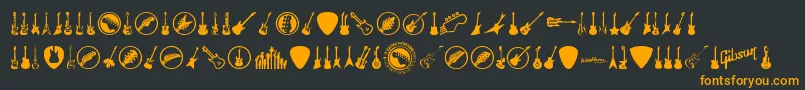 Шрифт ElectricGuitarIcons – оранжевые шрифты на чёрном фоне