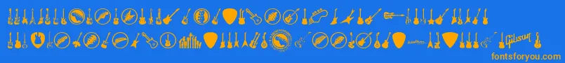 ElectricGuitarIcons Font – Orange Fonts on Blue Background