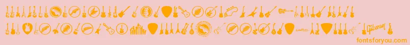 ElectricGuitarIcons-Schriftart – Orangefarbene Schriften auf rosa Hintergrund
