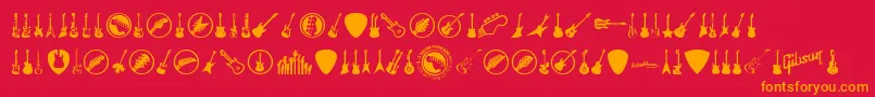 ElectricGuitarIcons Font – Orange Fonts on Red Background