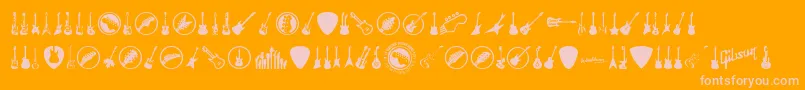 ElectricGuitarIcons Font – Pink Fonts on Orange Background