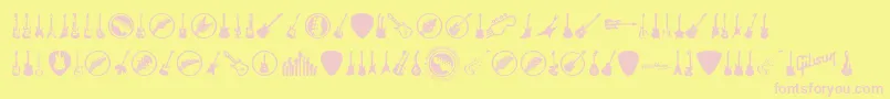 フォントElectricGuitarIcons – ピンクのフォント、黄色の背景