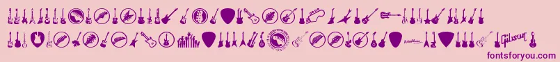 Fonte ElectricGuitarIcons – fontes roxas em um fundo rosa