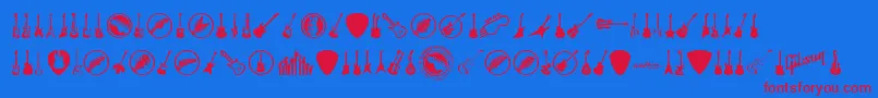 ElectricGuitarIcons Font – Red Fonts on Blue Background