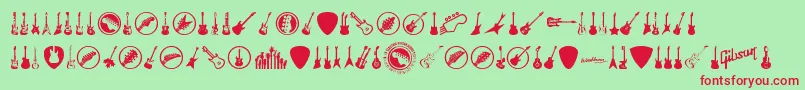 ElectricGuitarIcons-Schriftart – Rote Schriften auf grünem Hintergrund