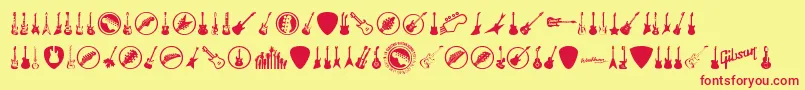 ElectricGuitarIcons-Schriftart – Rote Schriften auf gelbem Hintergrund