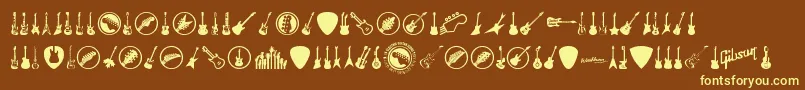 ElectricGuitarIcons-fontti – keltaiset fontit ruskealla taustalla