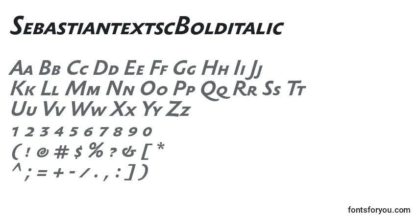 Шрифт SebastiantextscBolditalic – алфавит, цифры, специальные символы
