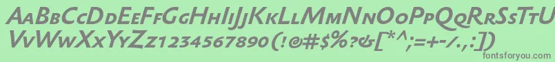 SebastiantextscBolditalic-fontti – harmaat kirjasimet vihreällä taustalla